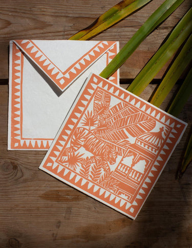 Tiger Temple Hand Printed Greetings Card