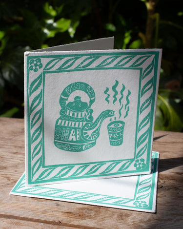 Chai Pot Hand Printed Greetings Card
