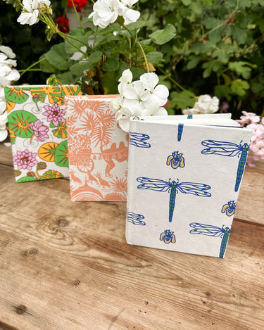 Hand Printed Hardback A5 Notebook Set of 3 'Jaipur Journals'