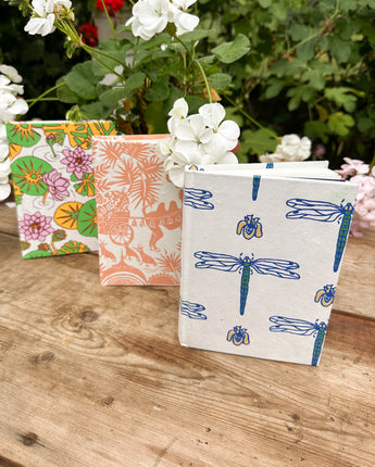 Hand Printed Hardback A5 Notebook Set of 3 'Jaipur Journals'
