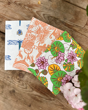 Hand Printed Hardback A5 Notebook Set of 3 'Jaipur Journals'
