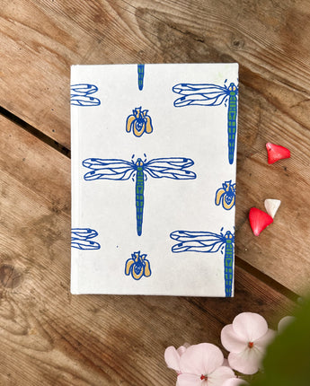 Hand Printed Hardback A5 Notebook 'Dragonflies'