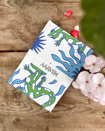 Hand Printed Hardback A5 Notebook 'Dancing Lizards'