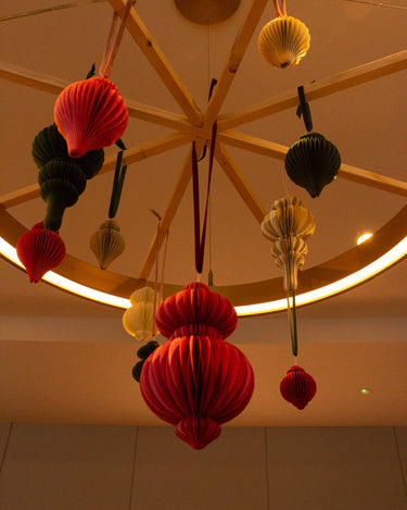Sustainable recycled paper hanging decorations by AARVEN