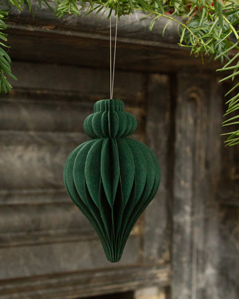 Indian Recycled Paper Decoration 'Medium Green Bauble'