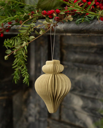 Small ivory recycled paper hanging decoration handmade in India