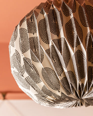 Origami Paper Light Shade Globe 'Black Sun Mask'