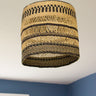 Handwoven monochrome Kambuchari wicker lightshade made in Ghana