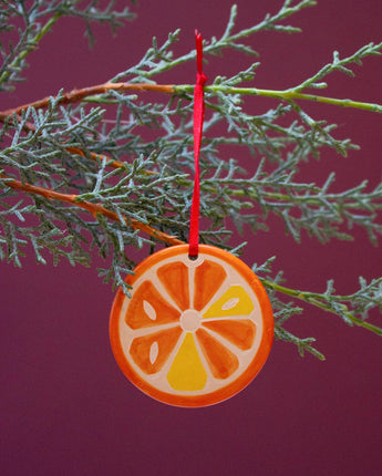 Kenyan Soapstone Christmas Tree Decoration 'Festive Fruit - Orange'