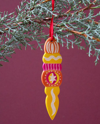 Kenyan Soapstone Christmas Tree Decoration 'Vintage Baubles - Iris'