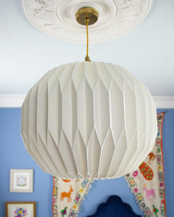 Origami Paper Lightshade Globe 'White Spring Blooms'