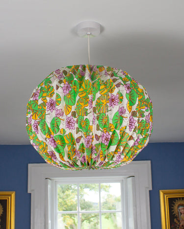 Elegant globe-shaped paper lightshade in Water Lilies print, perfect for pendant light shade ceiling styling in UK homes.