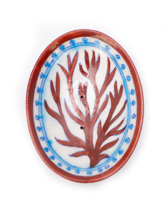 Jaipur Hand Painted Indian Soap Dish 'Coral'