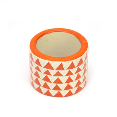 Hand Carved Soapstone Napkin Ring 'Orange Triangles'