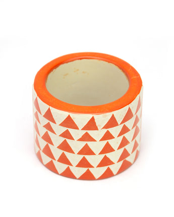 Hand Carved Soapstone Napkin Ring 'Orange Triangles'