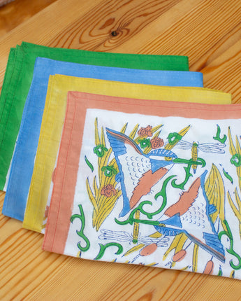 Indian Organic Cotton Napkins Set of Four 'Kingfisher'