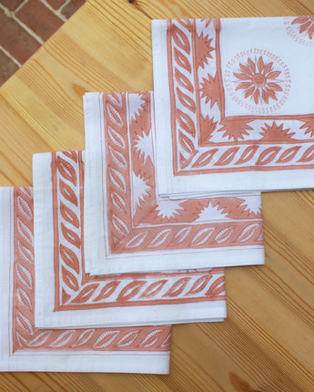 Indian Organic Cotton Napkins Set of Four 'Pink City'