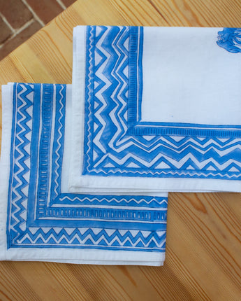 Indian Organic Cotton Napkins Set of Four 'Royal Blue'