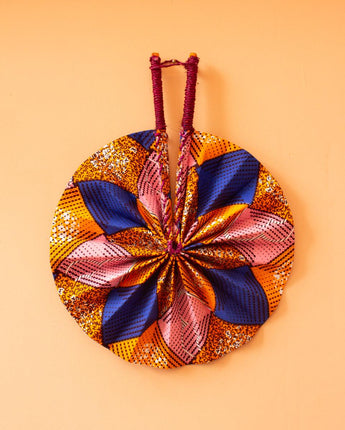 Ghanaian Wax Cotton Fabric Fan 'Tro Tro'