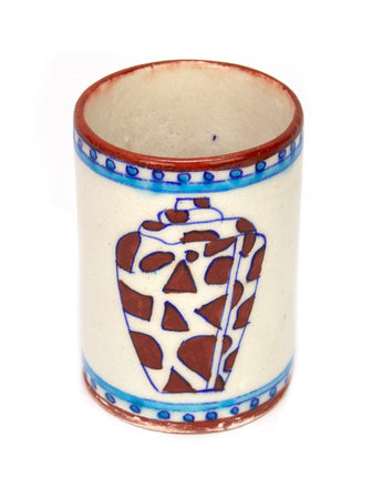 Hand Painted Indian Toothbrush Holder 'Coral & Conch'