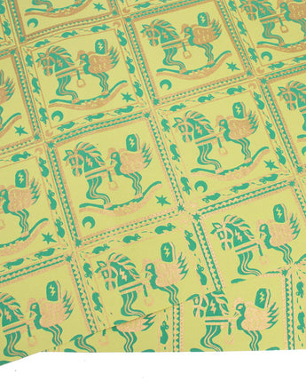 Green Rocking Horse Hand Printed Gift Wrap