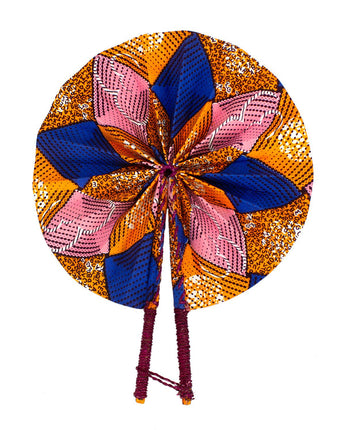 Ghanaian Wax Cotton Fabric Fan 'Tro Tro'