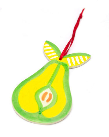 Kenyan Soapstone Christmas Tree Decoration 'Festive Fruit - Pear'