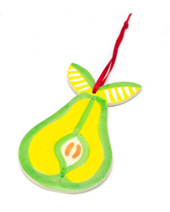 Kenyan Soapstone Christmas Tree Decoration 'Festive Fruit - Pear'