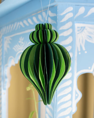 Indian Recycled Paper Decoration 'Green Two Tone' — Medium