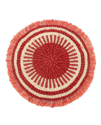 Handwoven Sisal Circle Table mat/Placemat 'Terracotta Fringed'