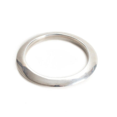 Contemporary, classic recycled aluminium bangle produced with ethical and fair-trade standards