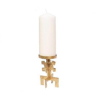Ghanaian Ashanti Brass Big Pillar Candle Holder 'Excellence'-Candle Holder-AARVEN