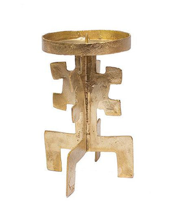 Ghanaian Ashanti Brass Big Pillar Candle Holder 'Excellence'-Candle Holder-AARVEN