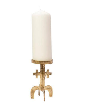 Ghanaian Ashanti Brass Big Pillar Candle Holder 'Knowledge'-Candle Holder-AARVEN