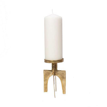 Ghanaian Ashanti Brass Big Pillar Candle Holder 'Strength'-Candle Holder-AARVEN