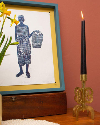 Ghanaian Ashanti Brass Candle Stick Holder 'Endurance'-Candle Holder-AARVEN