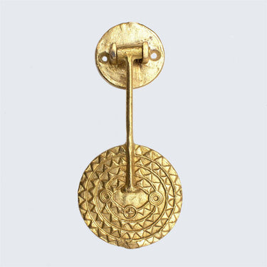 Ghanaian Ashanti Brass Door Knocker 'Sun Mask'-Knocker-AARVEN