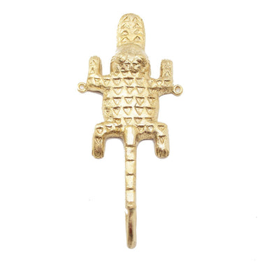 Ghanaian Ashanti Brass Hook 'Crocodile Mask'-Hook-AARVEN