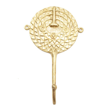Unique brass sun mask hook for coats, keys, or curtains