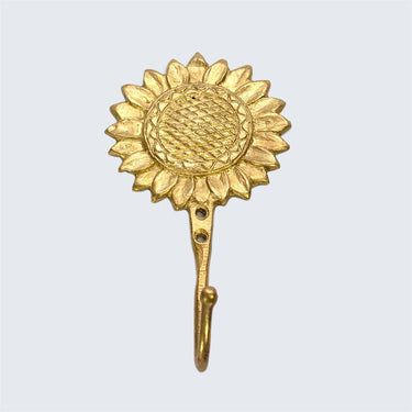 Unique sunflower wall hook cast in solid brass by Ashanti artisans