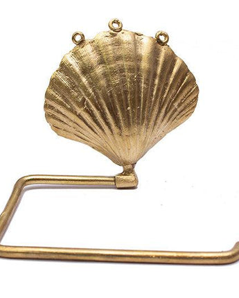 Ghanaian Ashanti Brass Toilet Roll Holder 'Clam Shell'-Toilet Roll Holder-AARVEN