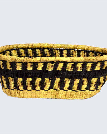 Ghanaian Basket no. 171 'Monochrome with Natural Band'-Storage Basket-AARVEN