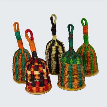 Ghanaian Hand Woven Musical Shaker 'Large Colours'-Musical Shaker-AARVEN