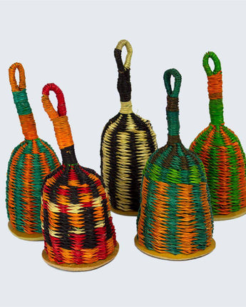 Ghanaian Hand Woven Musical Shaker 'Large Colours'-Musical Shaker-AARVEN