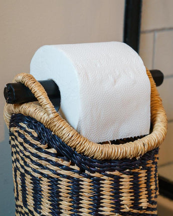 Ghanaian Hand Woven Tubular Toilet Roll Holder 'Zig Zag'-Storage Basket-AARVEN