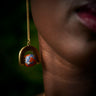 Ghanaian Pendulum Drop Earrings 'Orange and Blue Floral'-Earrings-AARVEN