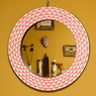 Ghanaian Sun Large Round Mirror 'Pink & White'-Mirror-AARVEN