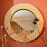 Ghanaian Sun Large Round Mirror 'Yellow & White'-Mirror-AARVEN