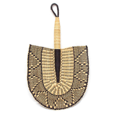 Ghanaian Woven Grass Fan 'Mono Daisy'-Fan-AARVEN