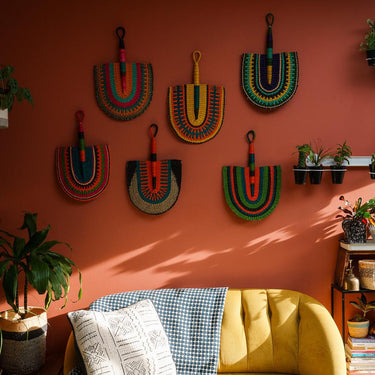Ghanaian Woven Grass Fan 'Sands'-Fan-AARVEN